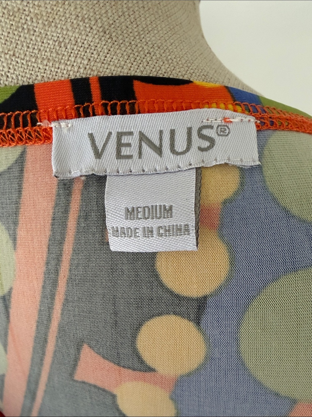 VENUS Orange Halter Maxi Dress with Multicolor Circular Print Womens M - Picture 6 of 6